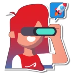 Menina olhando no binóculo