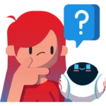 Menina e robô em dúvida